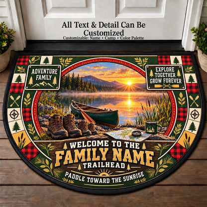 Canoe at Dawn - Adventure Family Personalized Half Round Mat | 5To9Vibe
