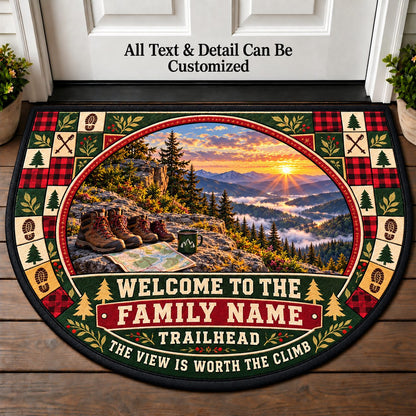 Cliffside Overlook - Adventure Family Personalized Half Round Mat | 5To9Vibe