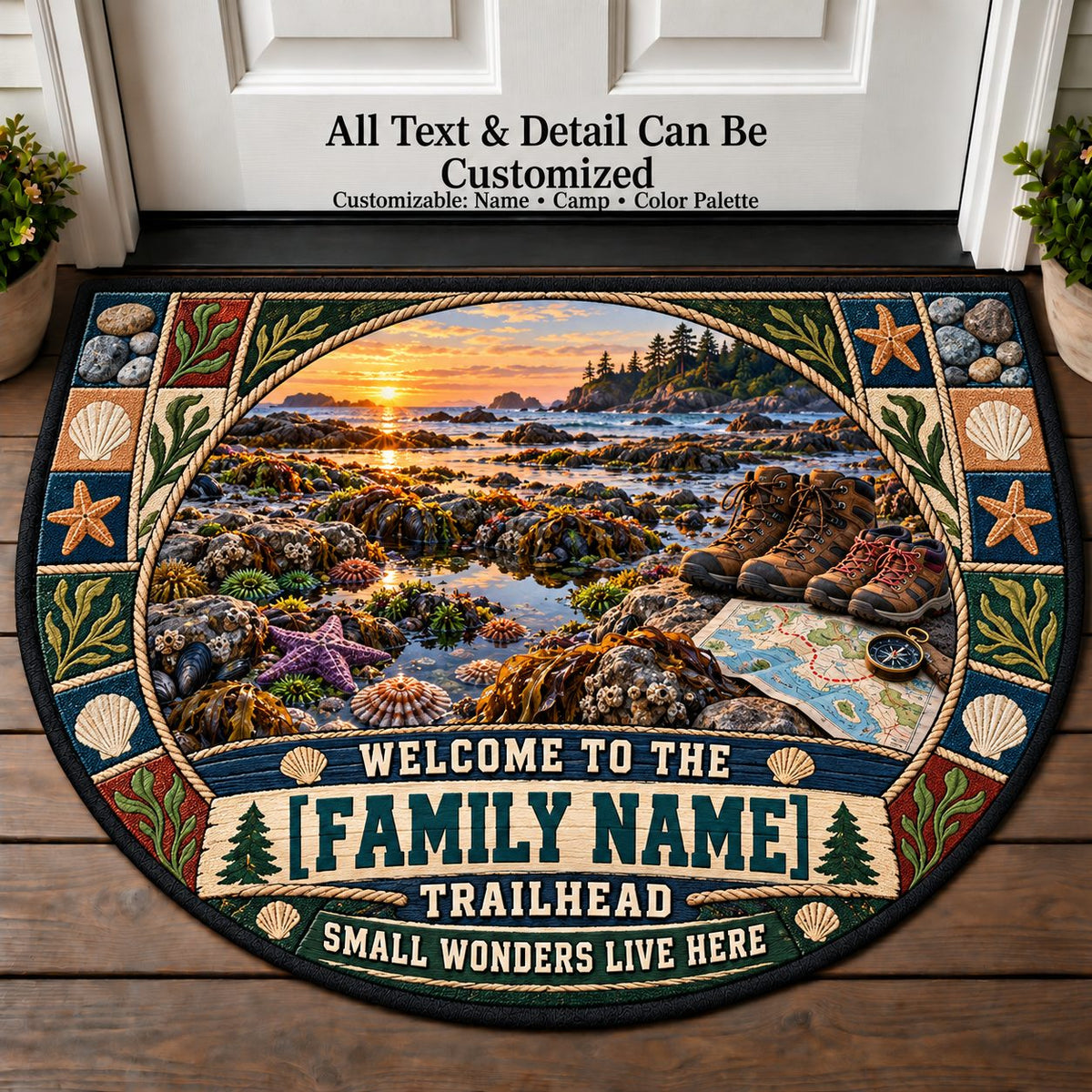 Coastal Tidepool - Adventure Family Personalized Half Round Mat | 5To9Vibe