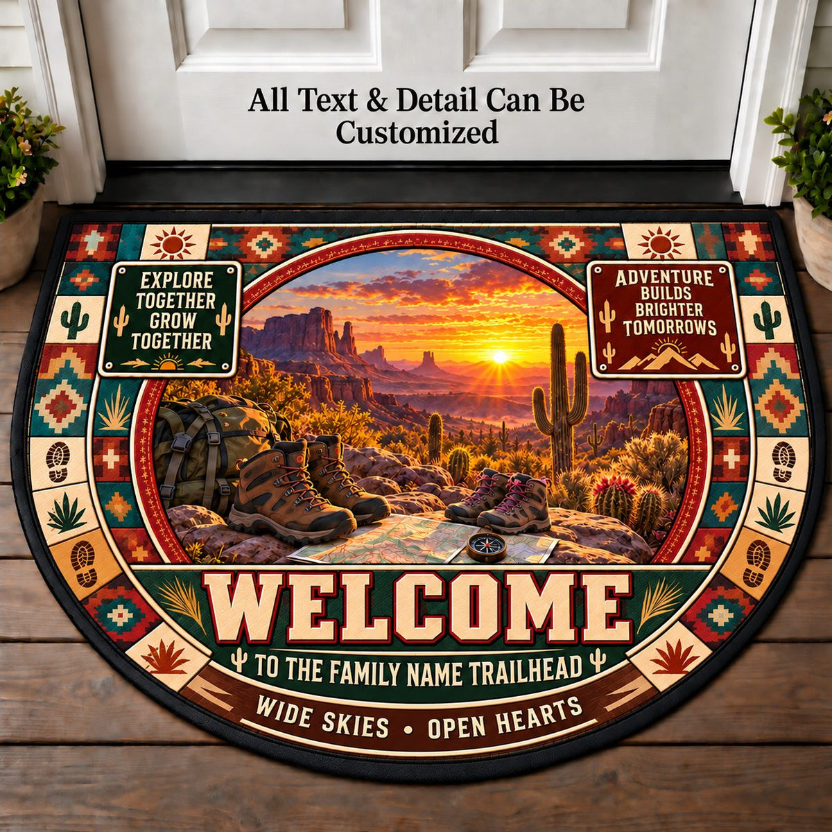 Desert Sunset - Adventure Family Personalized Half Round Mat | 5To9Vibe