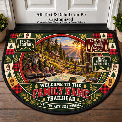 Forest Cabin Path - Adventure Family Personalized Half Round Mat | 5To9Vibe