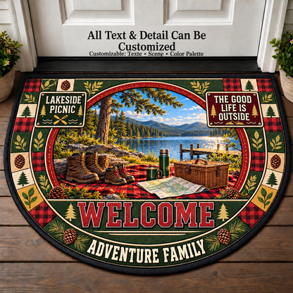 Lakeside Picnic - Adventure Family Personalized Half Round Mat | 5To9Vibe
