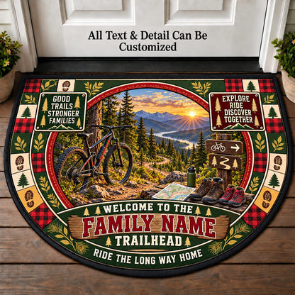 Mountain Bike Trail - Adventure Family Personalized Half Round Mat | 5To9Vibe