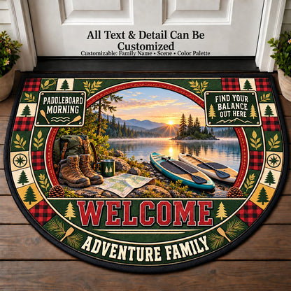 Paddleboard Morning - Adventure Family Personalized Half Round Mat | 5To9Vibe
