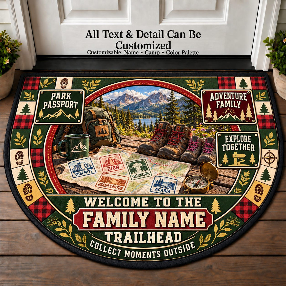 Park Passport - Adventure Family Personalized Half Round Mat | 5To9Vibe