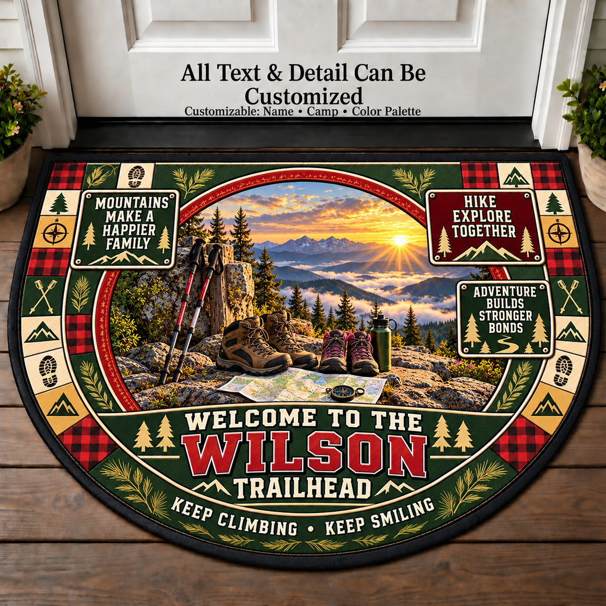 Summit View - Adventure Family Personalized Half Round Mat | 5To9Vibe
