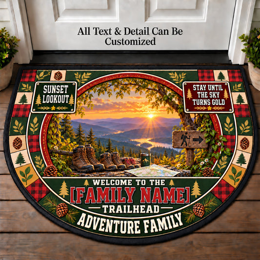 Sunset Lookout - Adventure Family Personalized Half Round Mat | 5To9Vibe