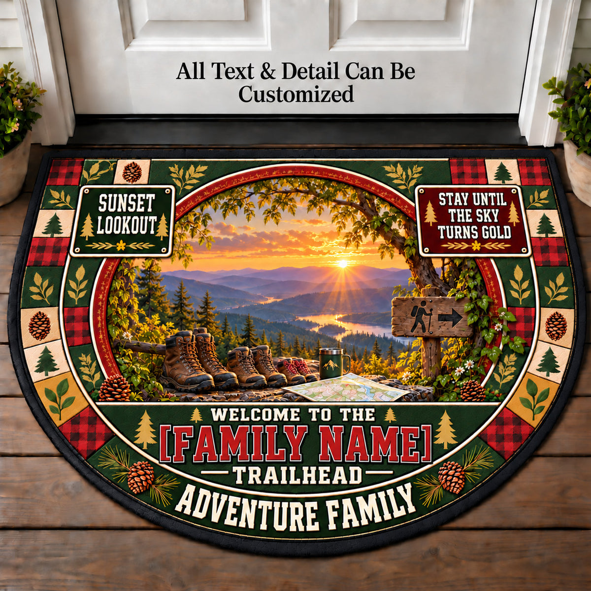 Sunset Lookout - Adventure Family Personalized Half Round Mat | 5To9Vibe