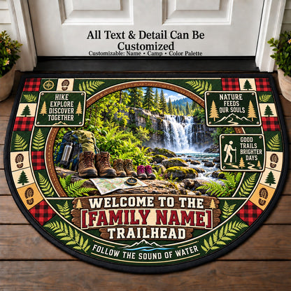 Waterfall Hike - Adventure Family Personalized Half Round Mat | 5To9Vibe