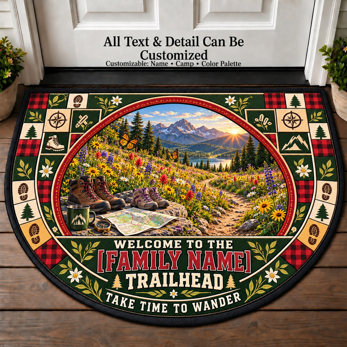 Wildflower Meadow - Adventure Family Personalized Half Round Mat | 5To9Vibe