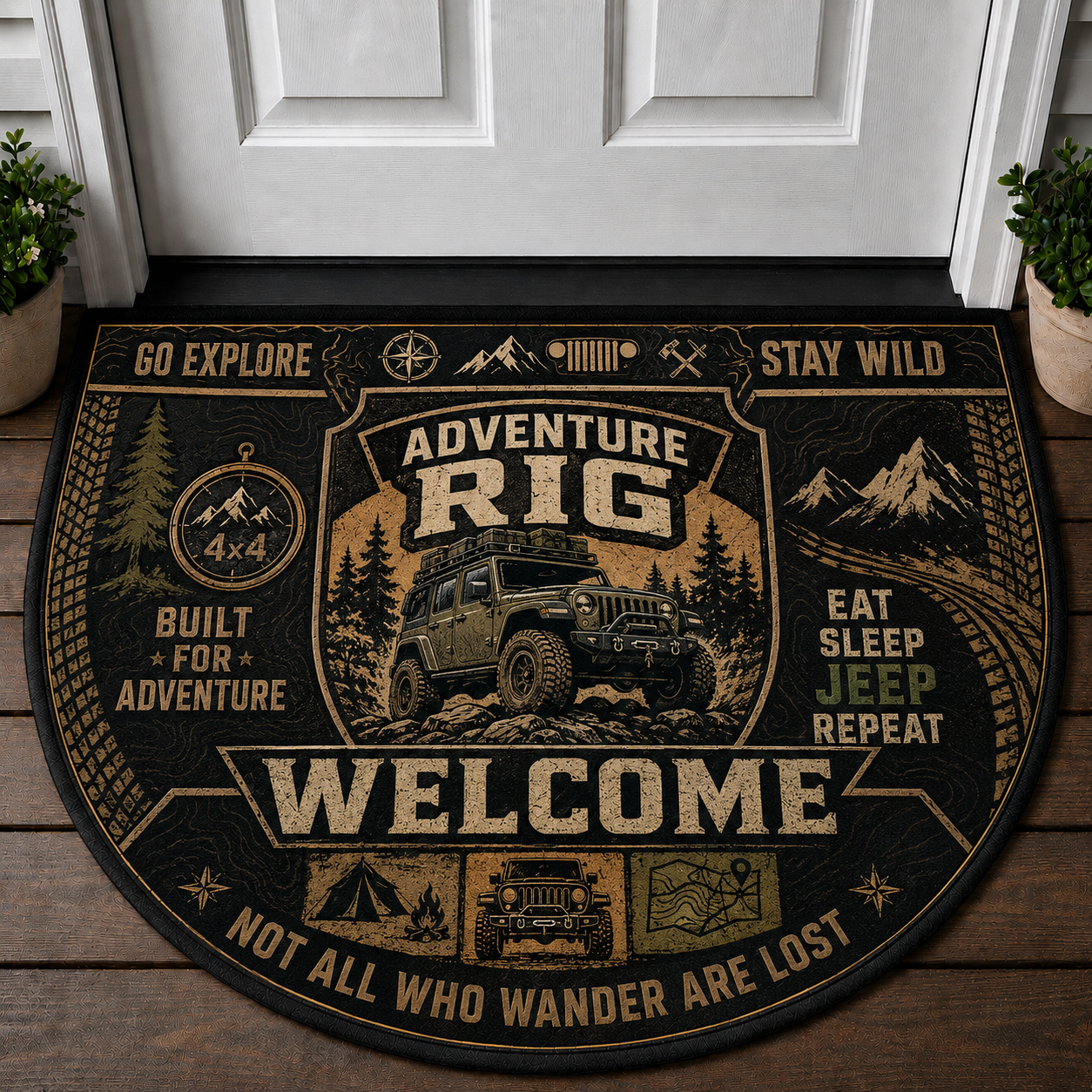 Jeep Dad Welcome Mat - Manual Transmission 4x4 Off-Road Doormat - 5to9vibe