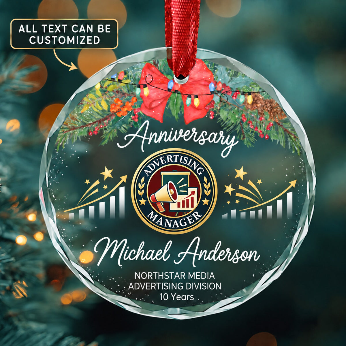 Advertising and Promotions Managers Personalized Glass Ornament | 5To9Vibe