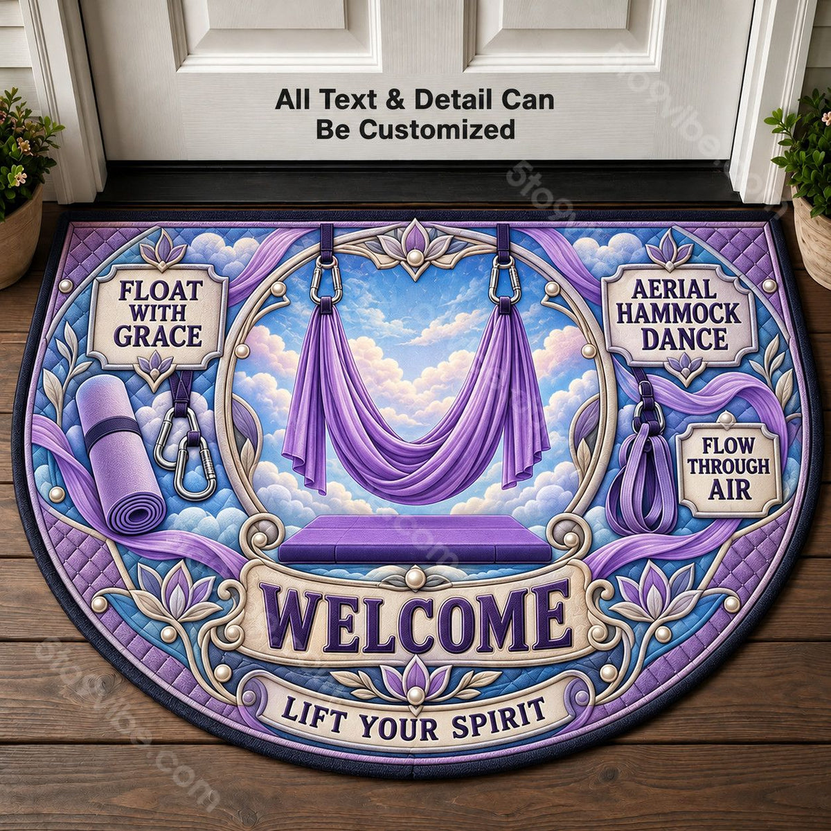 Aerial Hammock Dance Personalized Half Round Mat | 5To9Vibe