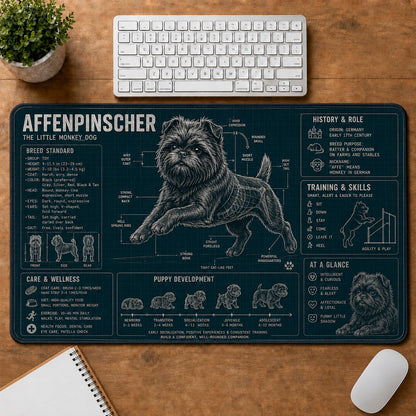 Affenpinscher Dog Breed Visual Guide Desk Mat | 5To9Vibe