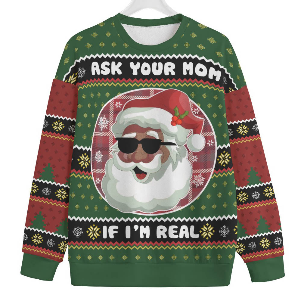 African American Santa Claus Plus Size Ugly Christmas Sweater
