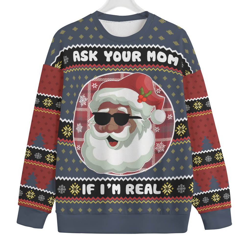 African American Santa Claus Plus Size Ugly Christmas Sweater