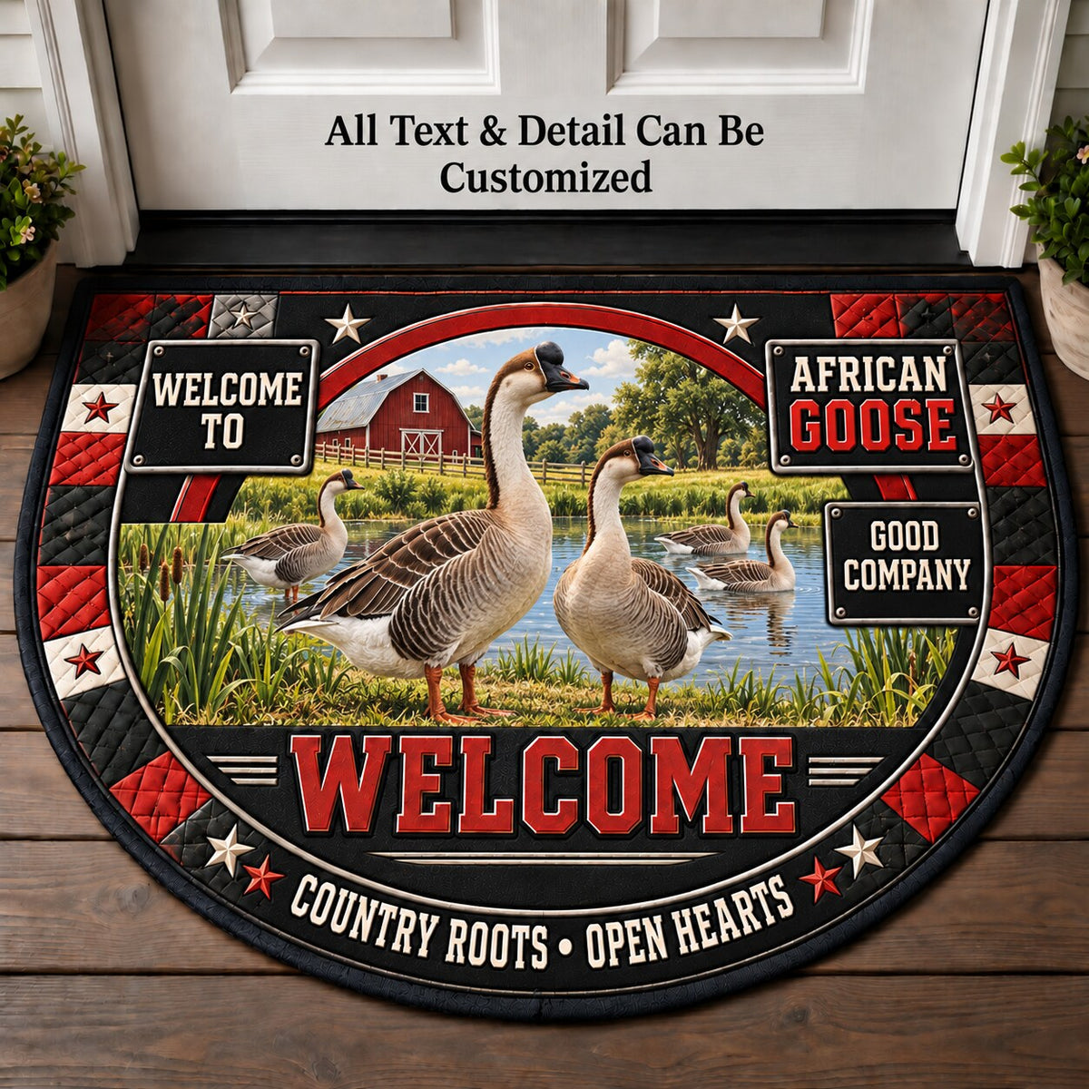 African Goose Personalized Half Round Mat | 5To9Vibe