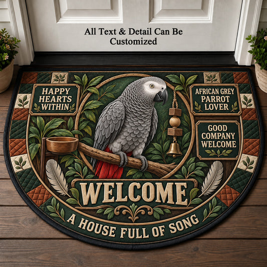 African Grey Parrot Lover Personalized Half Round Mat | 5To9Vibe