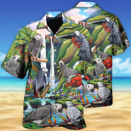 Parrot African Grey Style - Hawaiian Shirt 