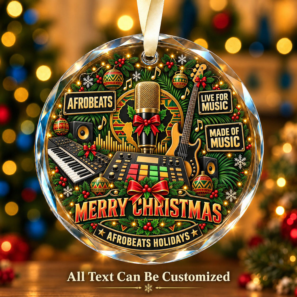 Afrobeats Personalized Glass Ornament | 5To9Vibe