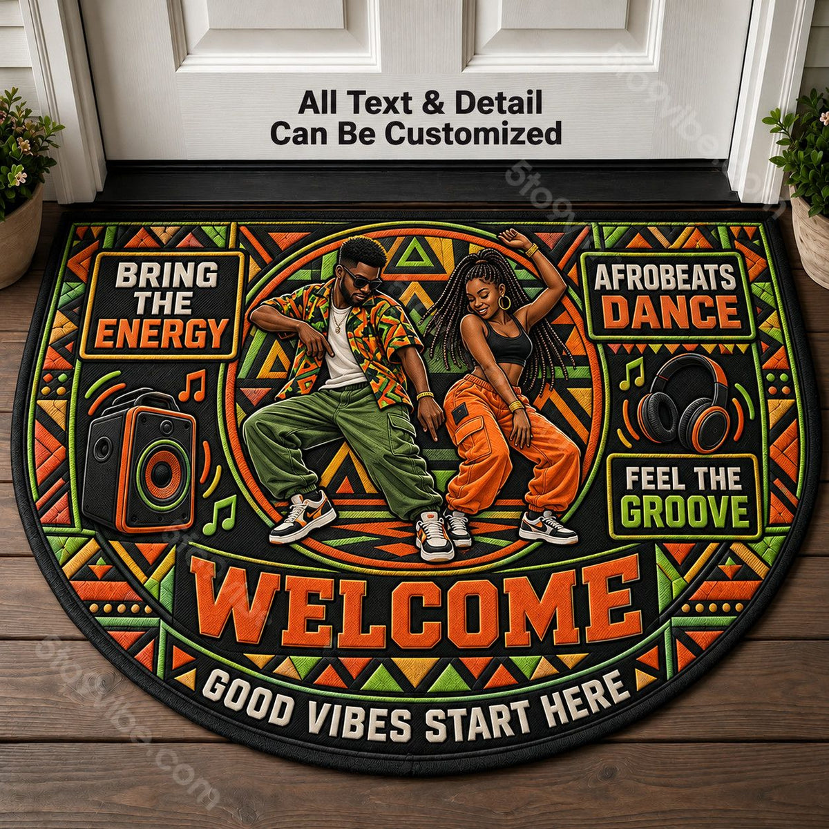 Afrobeats Dance Personalized Half Round Mat | 5To9Vibe