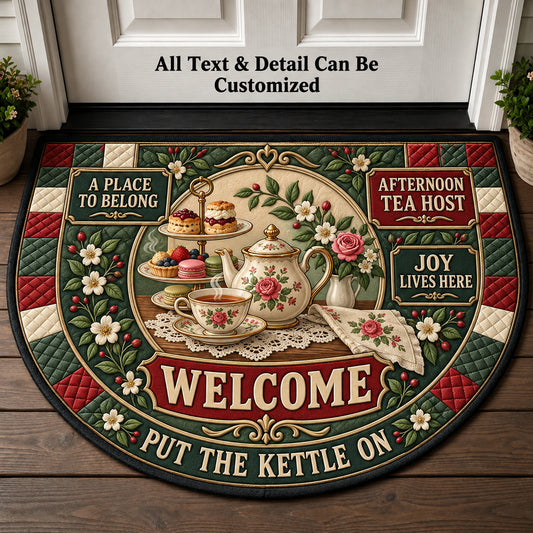 Afternoon Tea Host Personalized Half Round Mat | 5To9Vibe