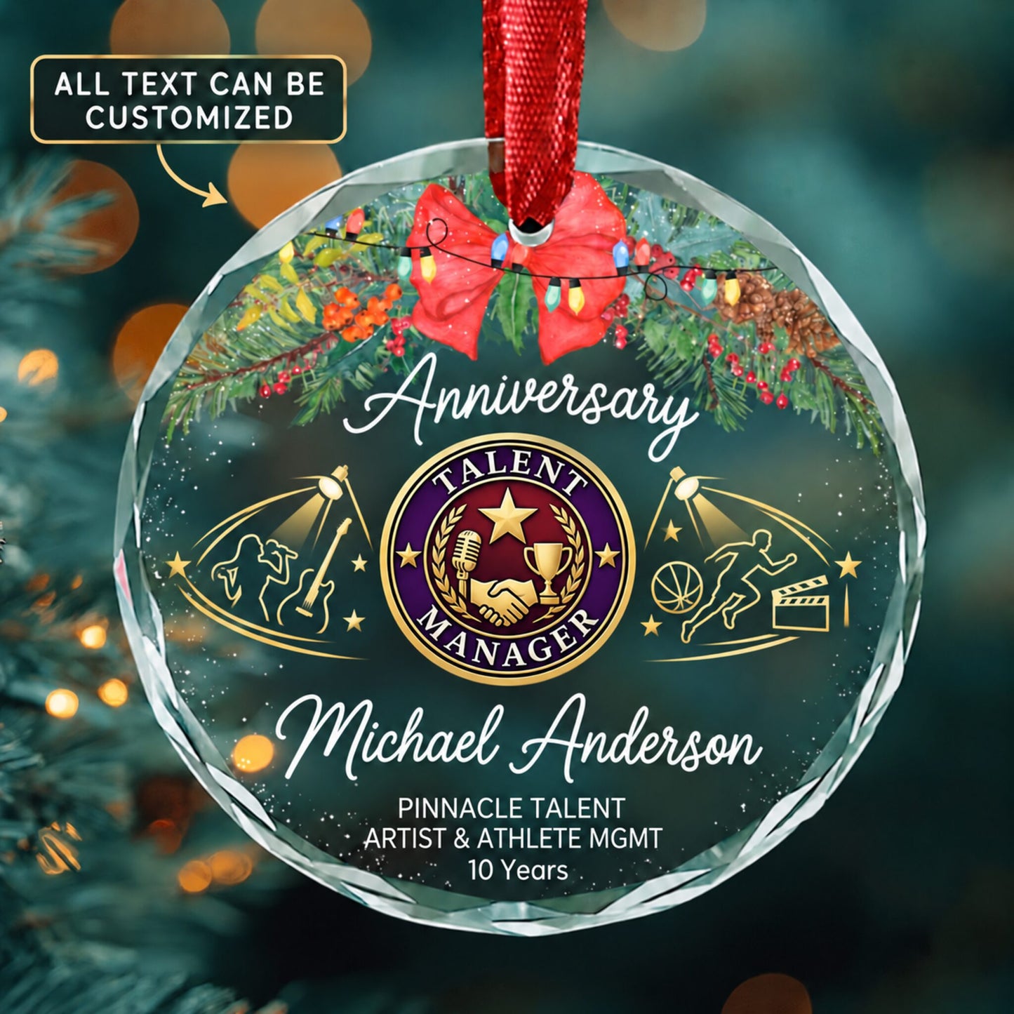 Agents and Business Managers of Artists Performers and Athletes Personalized Glass Ornament | 5To9Vibe