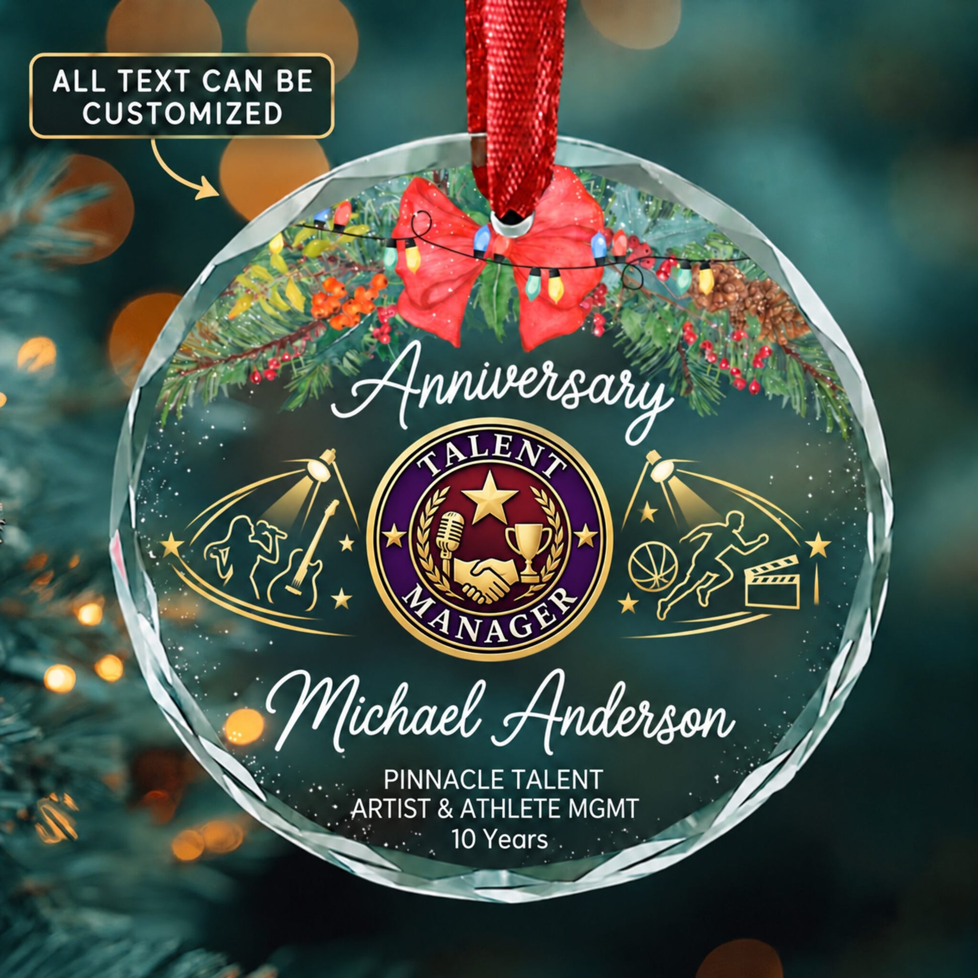 Agents and Business Managers of Artists Performers and Athletes Personalized Glass Ornament | 5To9Vibe