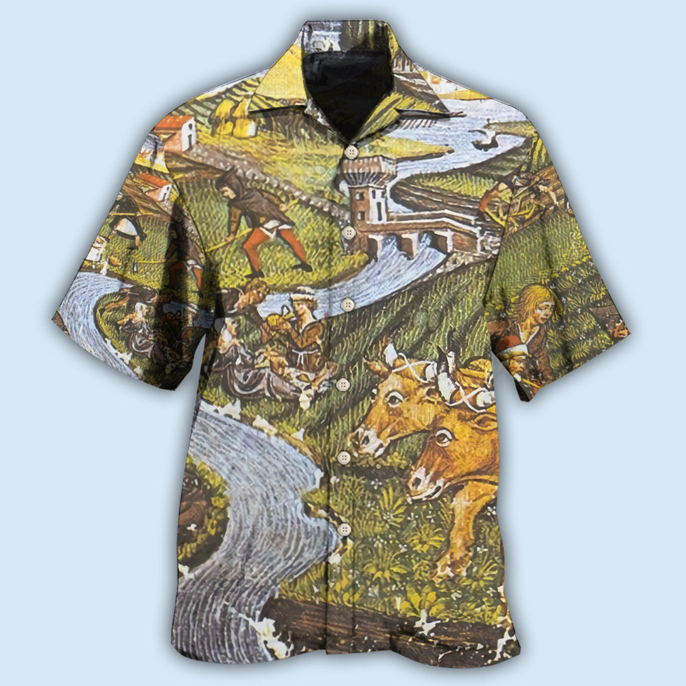 Farm Agriculture Cow Vintage - Hawaiian Shirt 