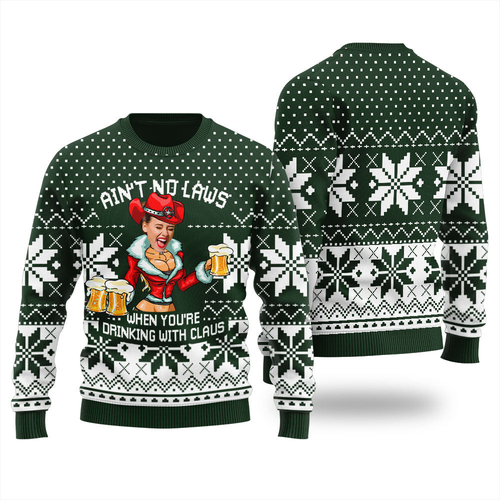Aint No Laws Custom Face Christmas Sweater