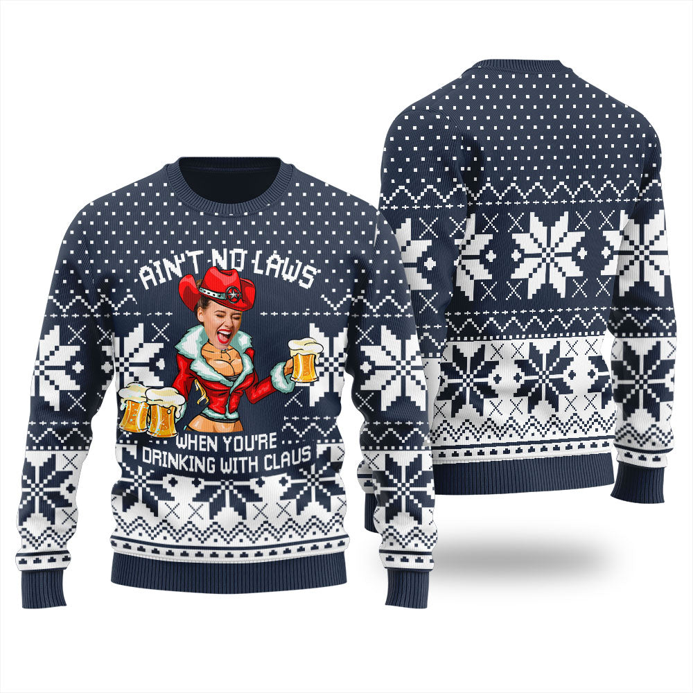 Aint No Laws Custom Face Christmas Sweater