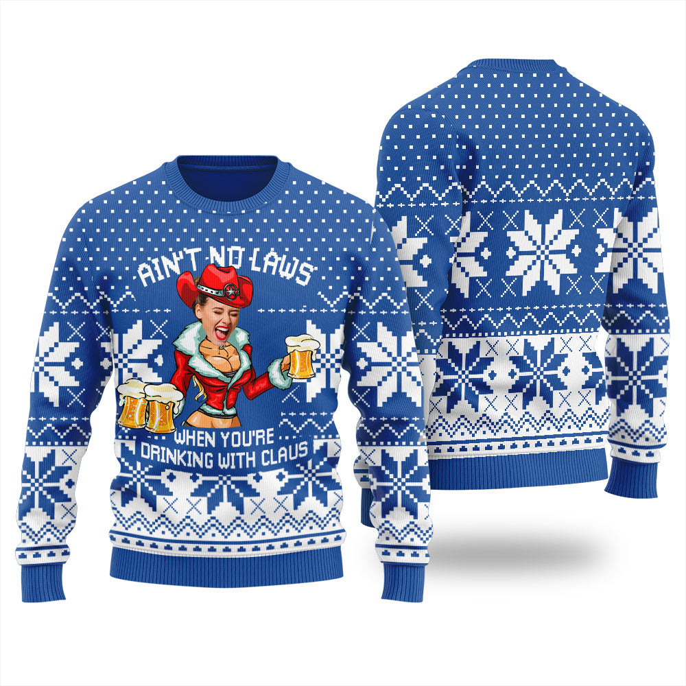 Aint No Laws Custom Face Christmas Sweater