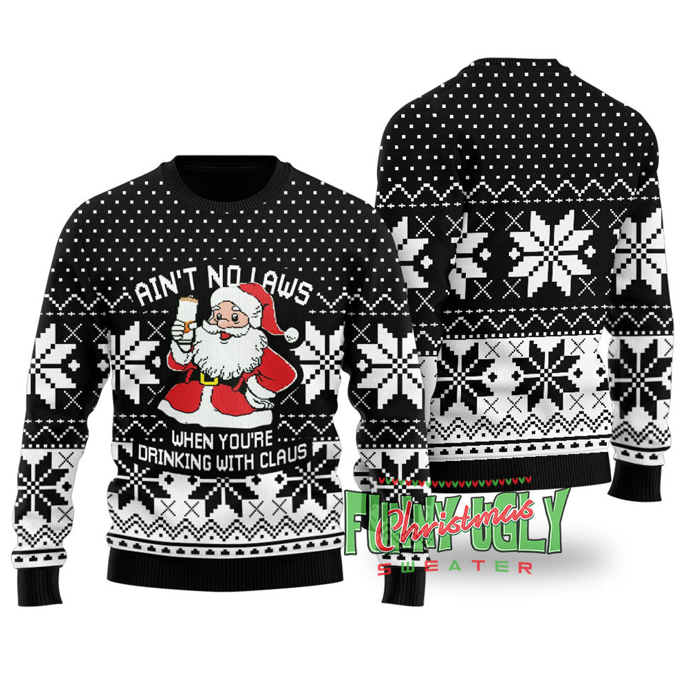 Ain't No Laws Funny Christmas Sweater Black