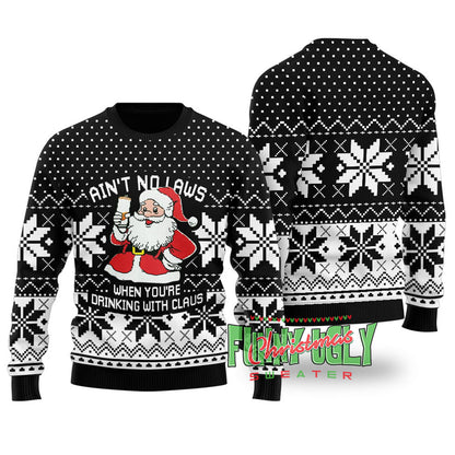 Ain't No Laws Funny Christmas Sweater Black