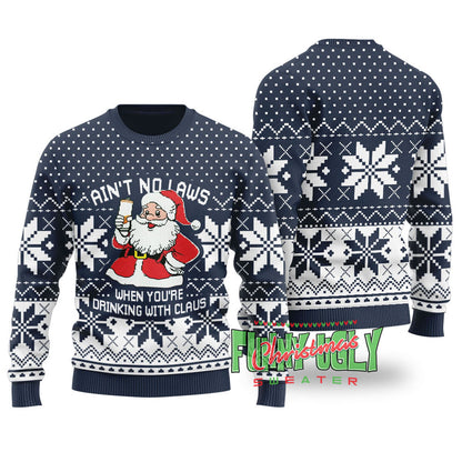 Ain't No Laws Funny Christmas Sweater Navy