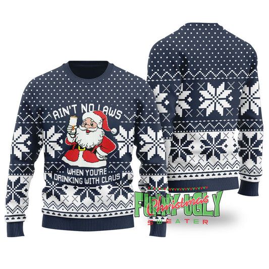 Ain't No Laws Funny Christmas Sweater Navy