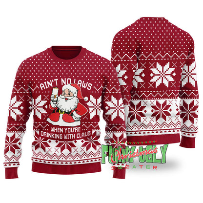 Ain't No Laws Funny Christmas Sweater Cardinal Red