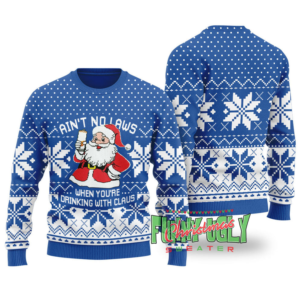 Ain't No Laws Funny Christmas Sweater Royal