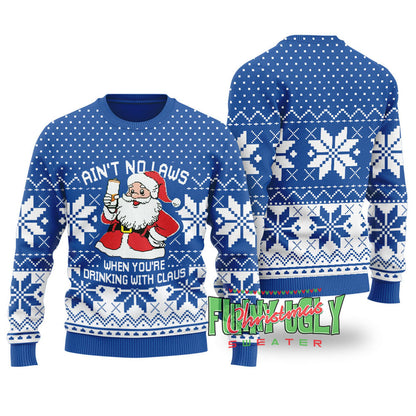 Ain't No Laws Funny Christmas Sweater Royal