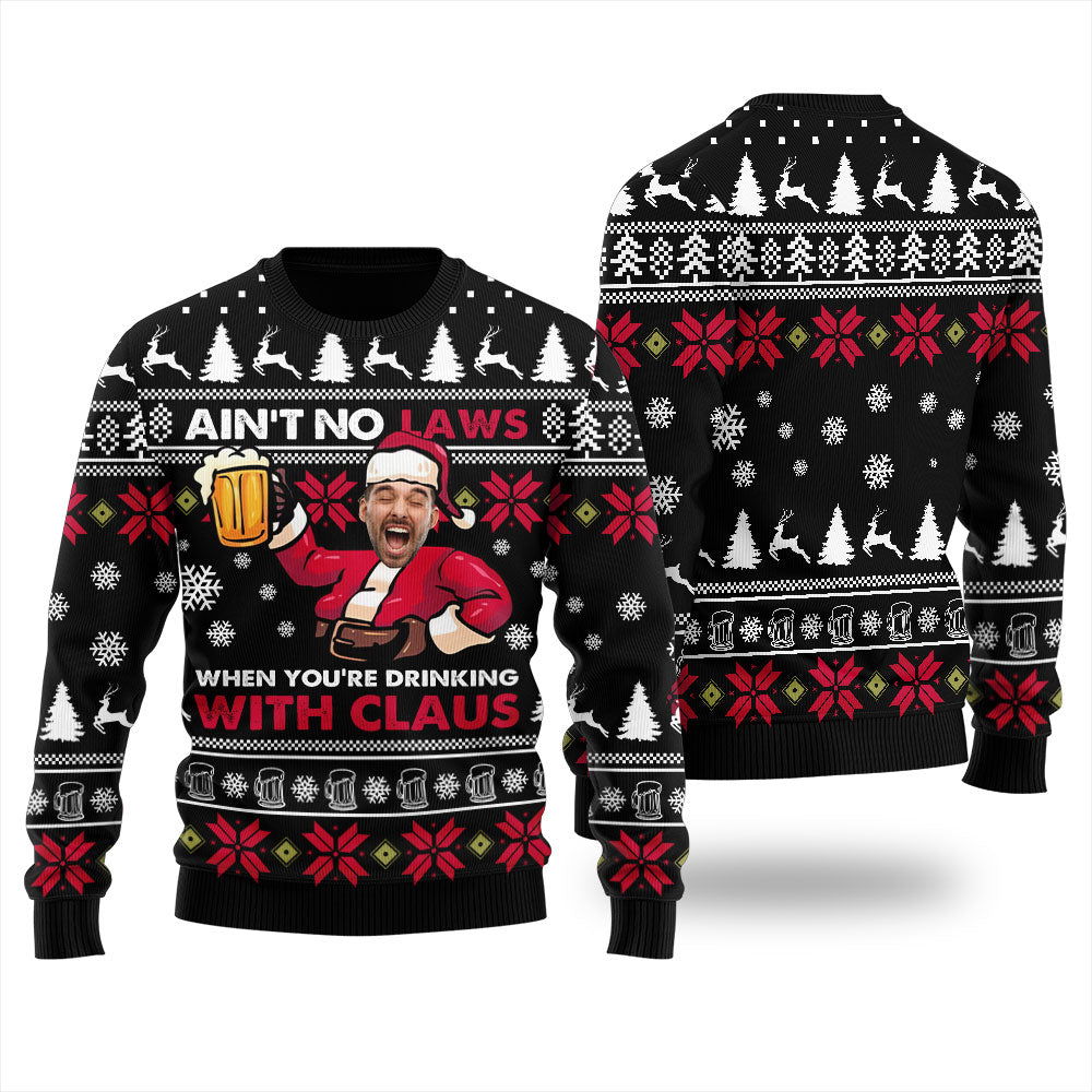 Drinking With Claus Personalized Ugly Sweater Men's