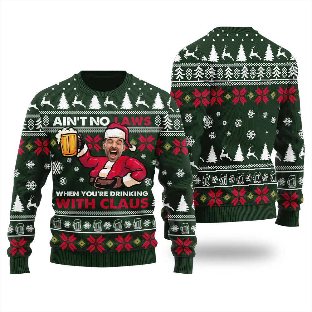 Drinking With Claus Custom Christmas Sweater Women's