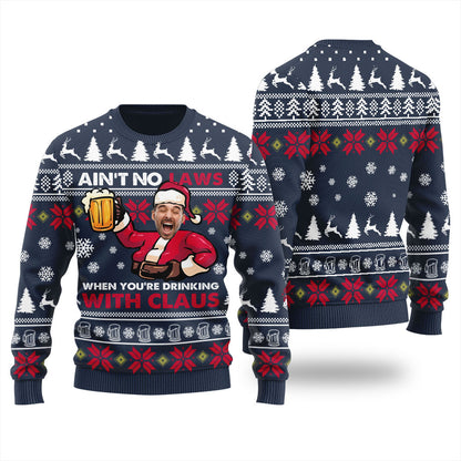Drinking With Claus Custom Christmas Sweater Women's