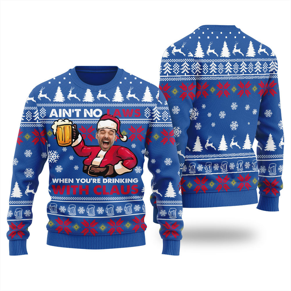 Drinking With Claus Personalized Ugly Sweater Men's