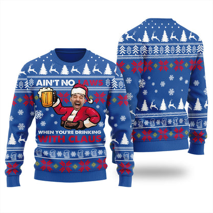 Drinking With Claus Personalized Ugly Sweater Men's