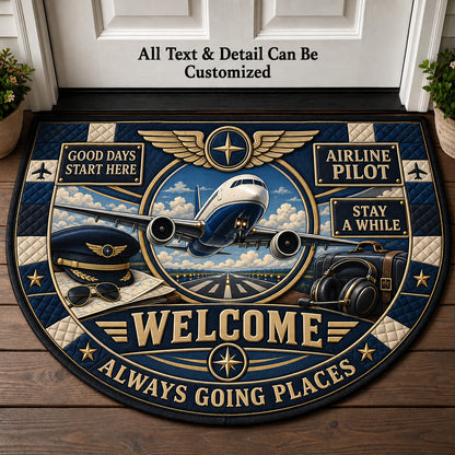 Airline Pilot Personalized Half Round Mat | 5To9Vibe