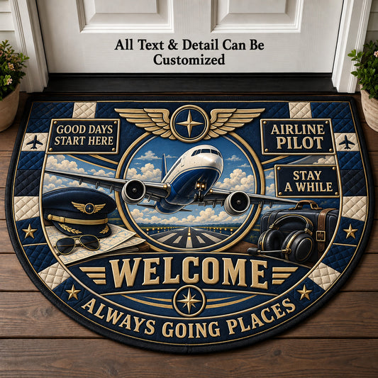 Airline Pilot Personalized Half Round Mat | 5To9Vibe