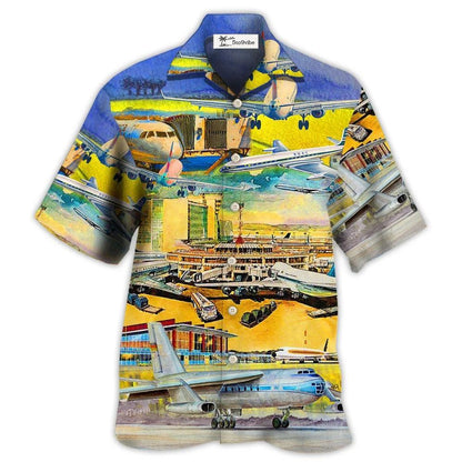 Hawaiian Shirt / Adults / S Airplane Take Off From Airport - Hawaiian Shirt 