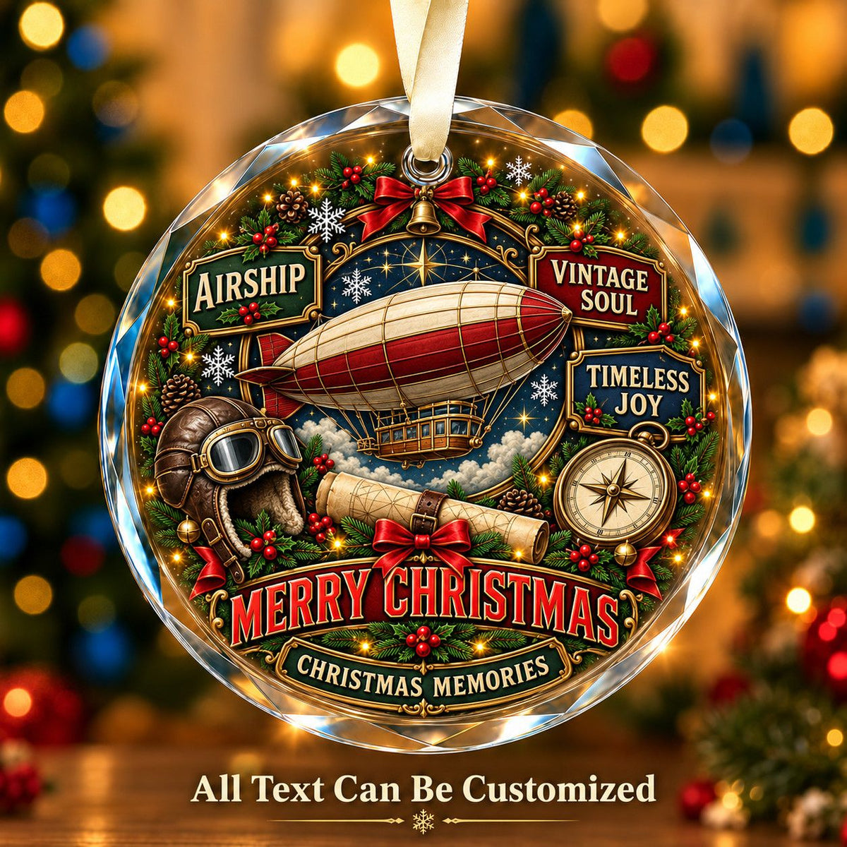Airship Personalized Glass Ornament | 5To9Vibe