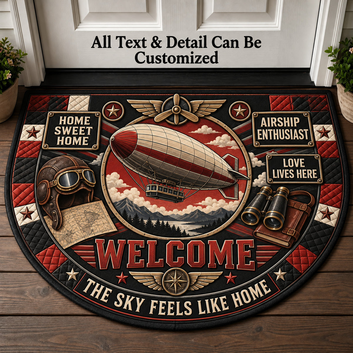 Airship Enthusiast Personalized Half Round Mat | 5To9Vibe