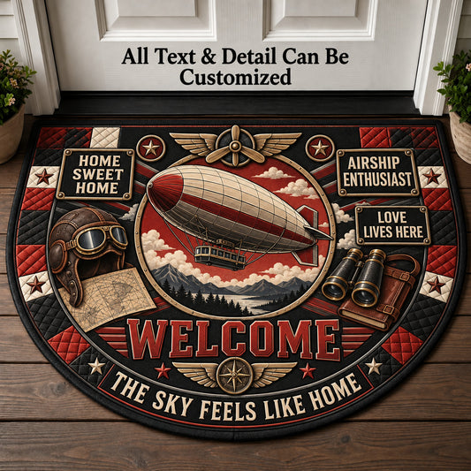 Airship Enthusiast Personalized Half Round Mat | 5To9Vibe